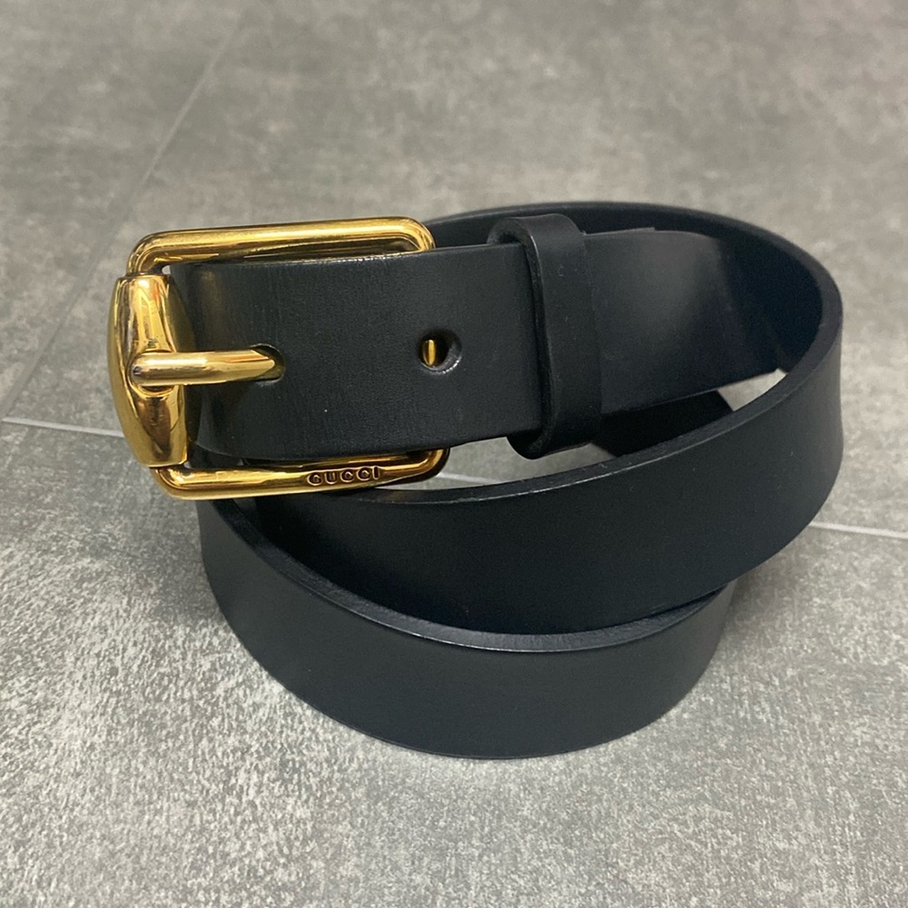 Authentic Gucci Leather belt with Gold hardware buckle